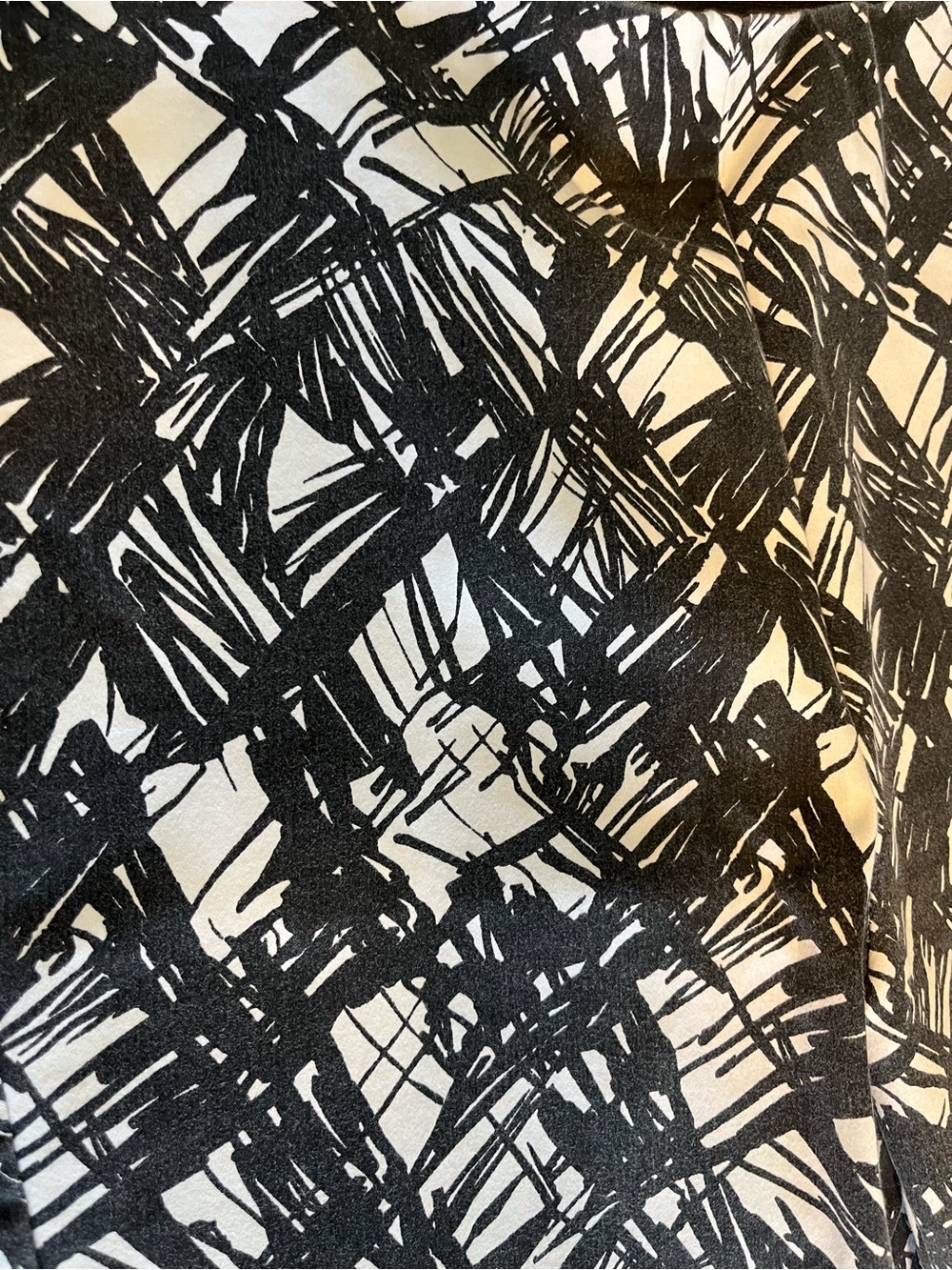 Zara Black and White Scribble Print Straight-Leg Pant - Large - Picture 3 of 7